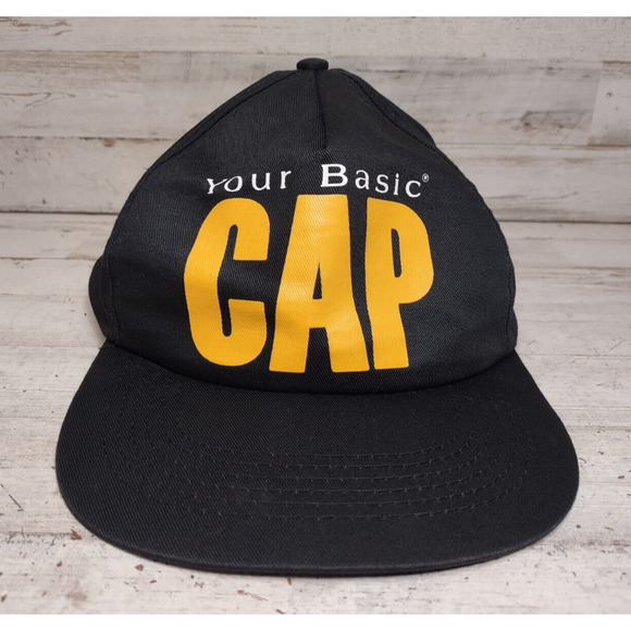 Vintage Your Basic Cap Snapback Baseball Hat Black Orange Habitat Made in Taiwan - Picture 1 of 9